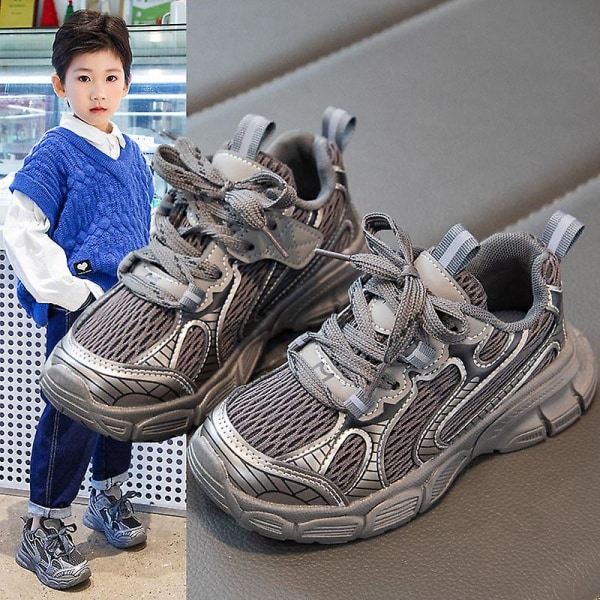 Sneakers för barn Andas Pojkar Flickor Löparskor Mode Sportskor 3An2301 Gray 27