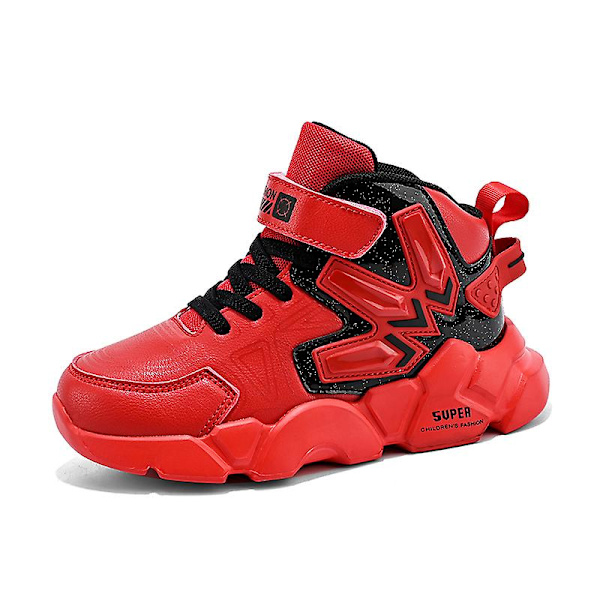 Pojkar Flickor Sneakers Andas löparskor Mode Sportskor för barn 2L826 BlackRed 34