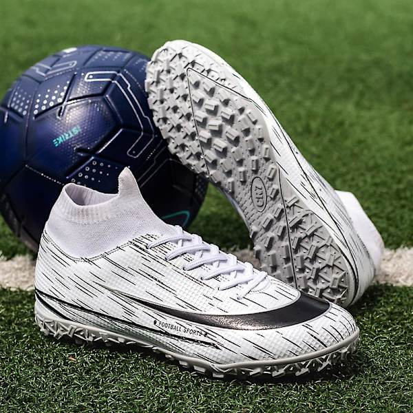 Fotbollsskor för män Halkfria fotbollsskor Klossar Gräs Fotbollssneakers 999K White 40