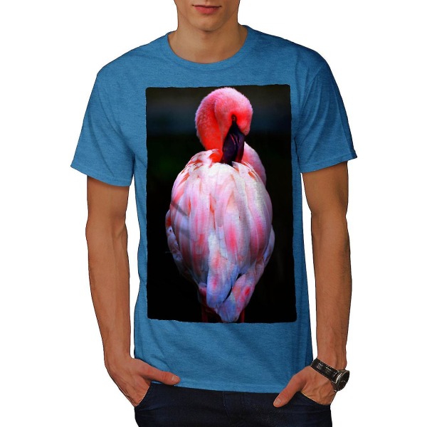 Rosa Flamingo Feather Men Royal T-shirt M
