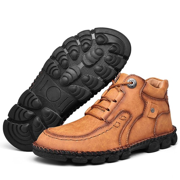 Herrstövlar Lädermodeskor Andas Halkfria utomhusskor 9936 Brown 44