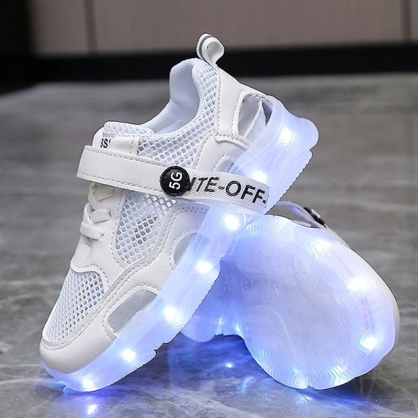 Barnskor Andas Led Light Skor Pojkar Flickor Sportlöparskor 002 White 35