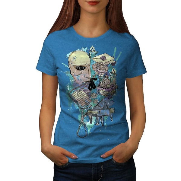 Konstmask Ansikte Mode Kvinnor Royal Bluet-shirt XXL