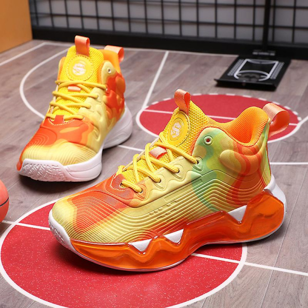 Basketskor för barn Mode Halkfria sneakers Andas Pojkar Flickor Sportskor 998 Yellow 34