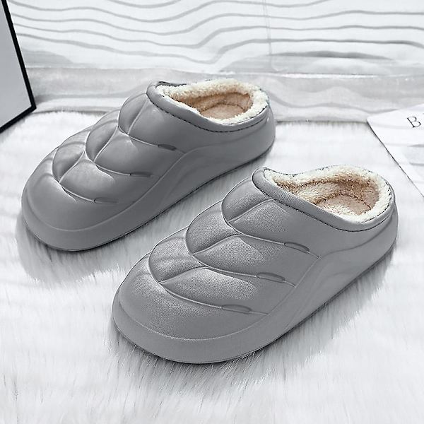 Herrtofflor för damer Varma vinterhusskor Inomhus utomhus hemmaskor 2L2883 Gray 44