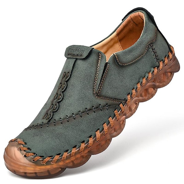 Casual för män Läder Loafers 3038 Green 41