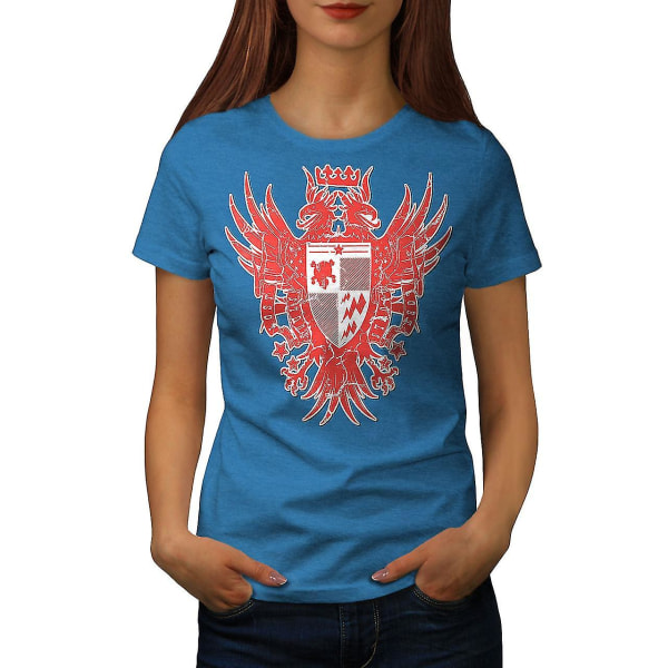 Sköld Röd fågel Mode Kvinnor Royal Bluet-shirt M