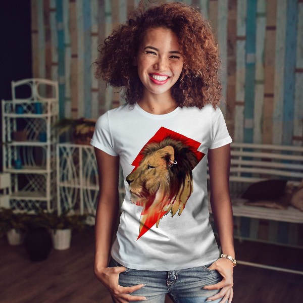 Tiger Head Face Animal Women Whitet-shirt M