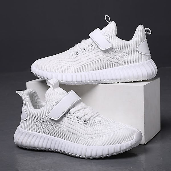 Barn Sneakers Andas löparskor Mode Pojkar Flickor Sportskor 3A806 White 34