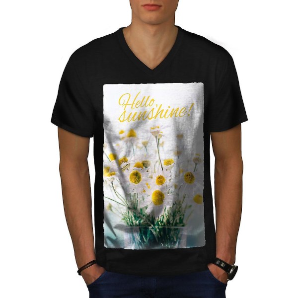 Sunshine Camomile Men Svart T-shirt med v-ringad hals M