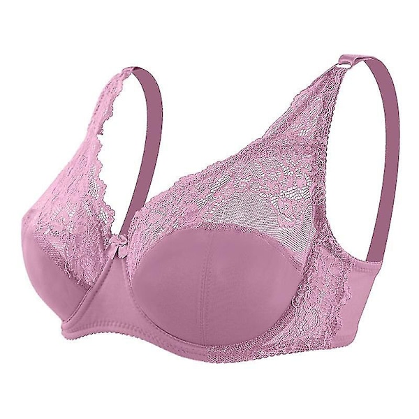 Dam BH Mode Sexig Spets BH Push Up Plus Size Bralette Tunn Cup Bygel BH Bygel Underkläder Underkläder Topp C D Cup, lila 95C D