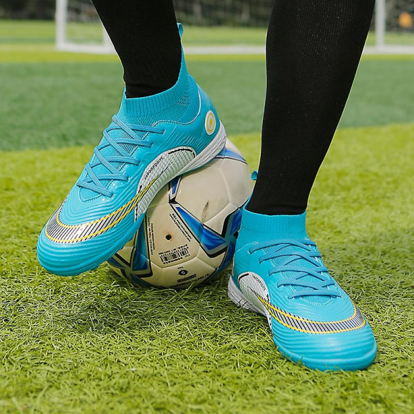 Fotbollsskor för män Halkfria fotbollsskor för herr Gräs Fotbollssneakers Yj777-1 Blue 39