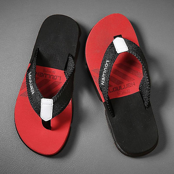 Herrtofflor Sommarmodeskor Halkfria strandsandaler l-226 BlackRed 41