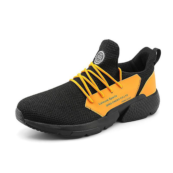 Herrsneakers Lättviktssportlöparskor Andas promenadskor BlackYellow 39