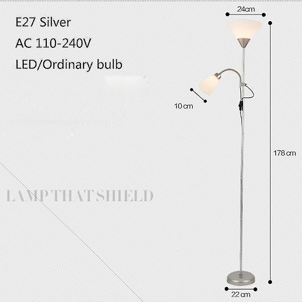 Golvlampa Dubbelhuvud Justerbar Vertikal Bord Vardagsrum Studie Sänglampa Led (svart)