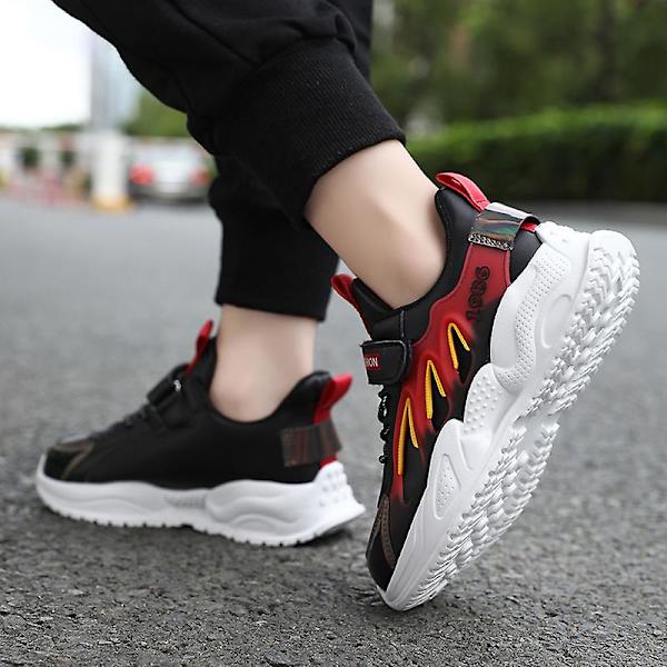 Kids Sneakers Andas löparskor Mode Pojkar Flickor Sportskor T831 BlackRed 32