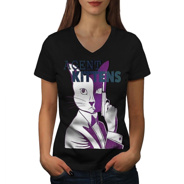 Agent Kattungar Cat Funy Women T-shirt S