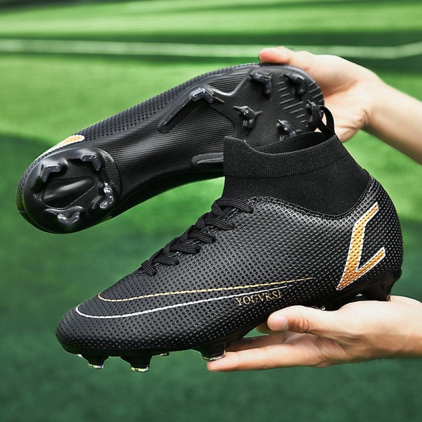 Fotbollsskor för män Fotbollsskor med hög ankel för vuxna Grästräning Sport Skor Sneakers 2Jz80A Black 39