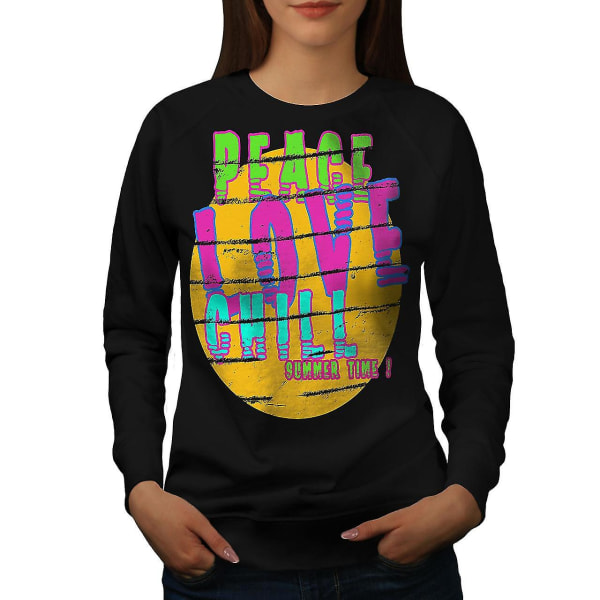 Peace Love Chill Women Blacksweatshirt | Wellcoda L