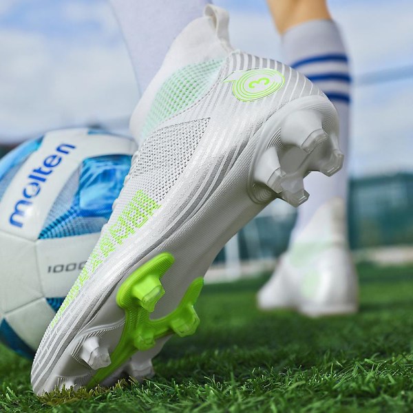 Fotbollsskor för män Halkfria fotbollsskor för herr, Gräs Fotbollssneakers 2K4000 White 41