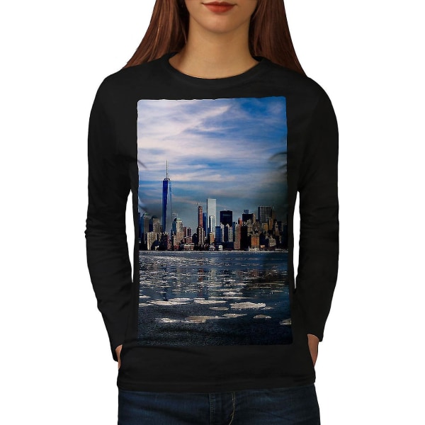 Usa New York City svart långärmad t-shirt för kvinnor XXL