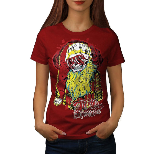 Merry Christmas Skull Women Redt-shirt XXL