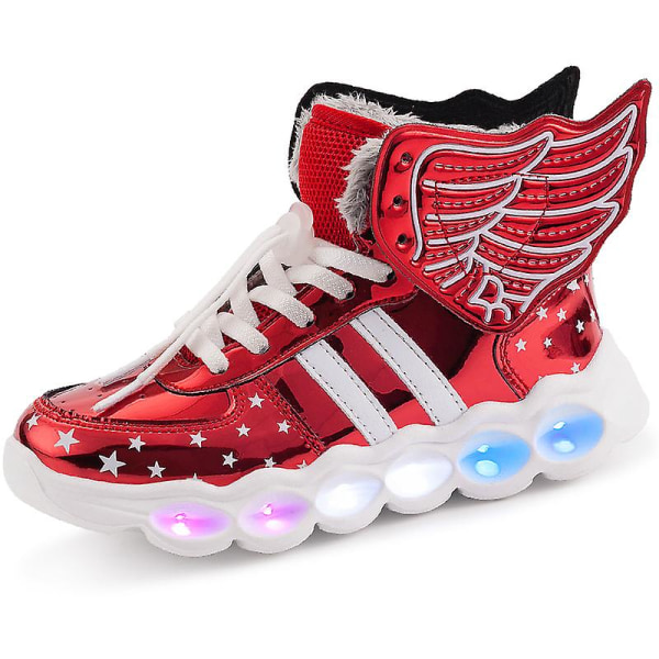 Sneakers för barn Pojkar Flickor Led Light Shoes Löparskor 1608 Red 27
