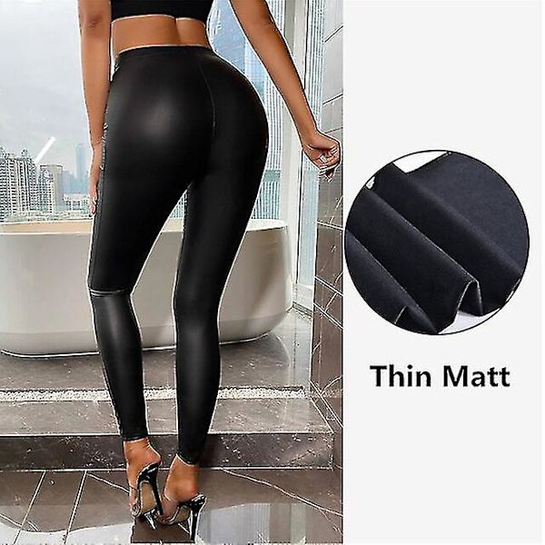 Pu Läder Leggings Dam Sexiga Höfter Push Up Leggings Tjejer Xxl Byxor Pencil Byxor Hög midja Casual Leggings Ny,tunnmatt 4XL