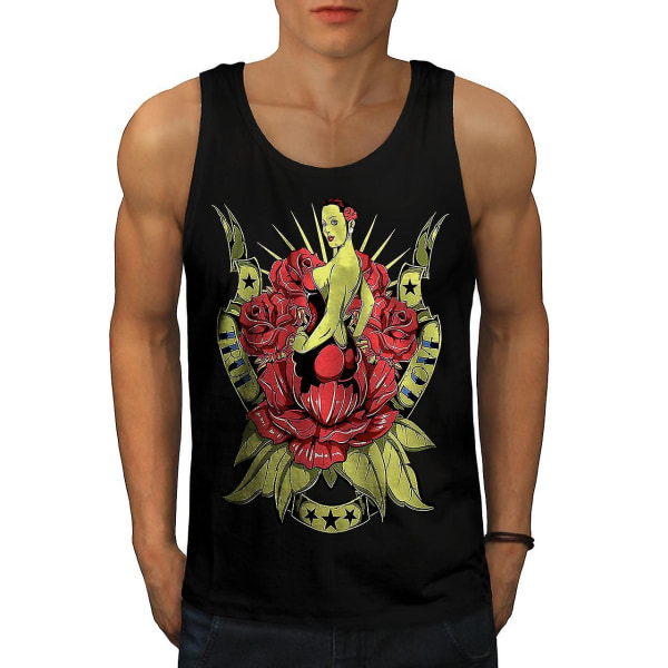 True Love Rose Fashion Men Blacktank Top XL