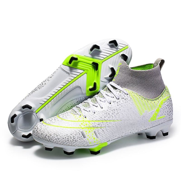 Fotbollsskor för män Fotbollsskor för vuxna hög fotled Grästräning Sport Skor Herr Sneakers 562 White 40