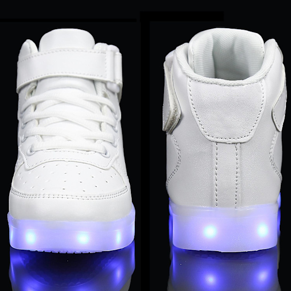 Barnskor Pojkar Led Light Up Skor Pojkar Flickor Sportlöparskor 1600 White 34