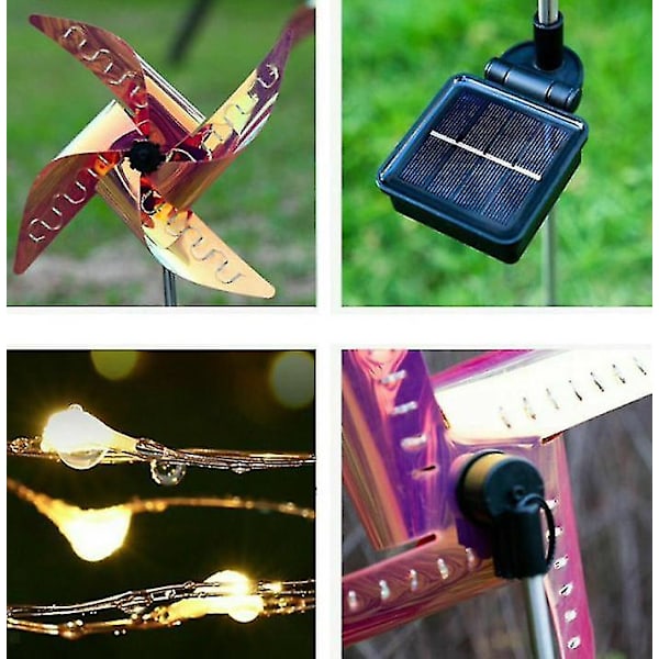 Solar Spinner Flerfärgad Led-belysning, gräsmatta Ornament Wind Mill
