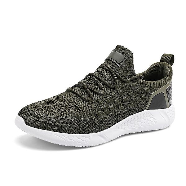 Sneakers för flugvävning för män Andas löparskor Mode sportskor 3A1011 Green 43