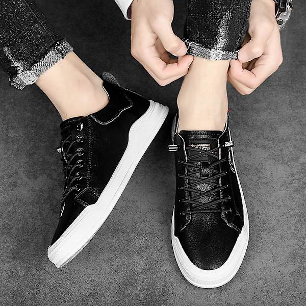 Casual för män Läder All-Match Skor Modeskor Fr2167 Black 40