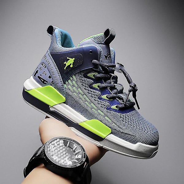 Barn Basketskor Andas Sneakers Pojkar Flickor Sportskor Yjf35 Blue 34
