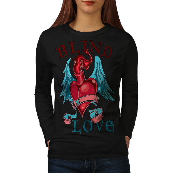 Blind Love Heart Långärmad T-shirt för kvinnor S