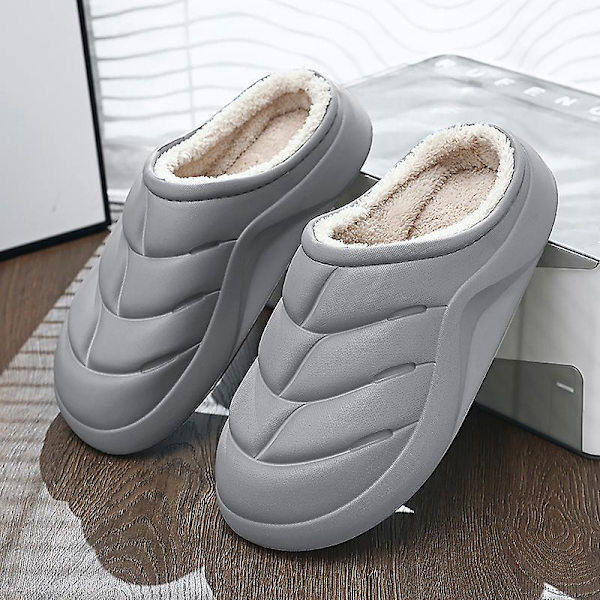Herrtofflor för damer Varma vinterhusskor Inomhus utomhus hemmaskor 2L2883 Gray 41