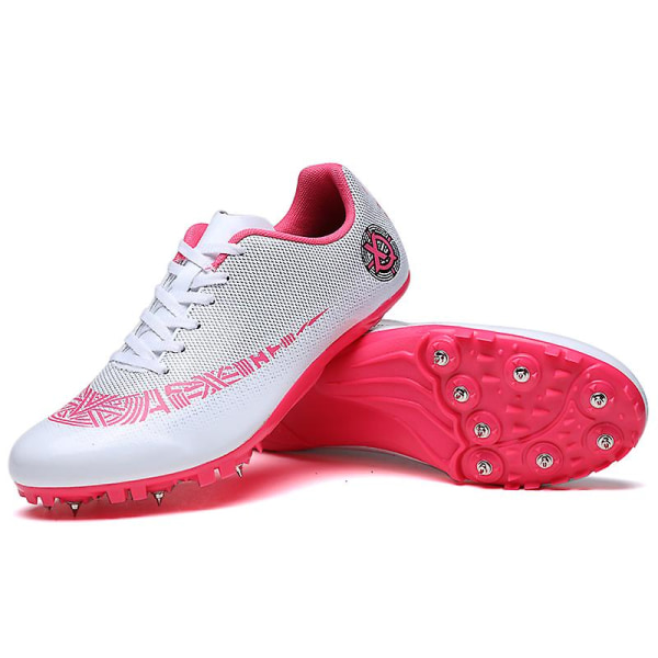 Friidrottsskor för män Spikes Track Race Hoppande Sneakers Professionell löpning Nail Spikes Skor 3Ctj2040 WhitePink 41