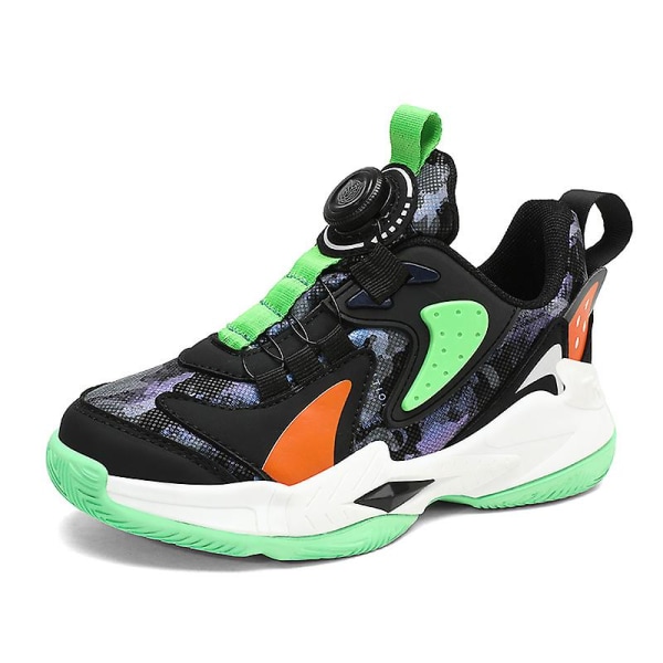 Pojkar Flickor Basketskor Mode Halkfria sneakers Sportskor som andas 2K2251 BlackGreen 33