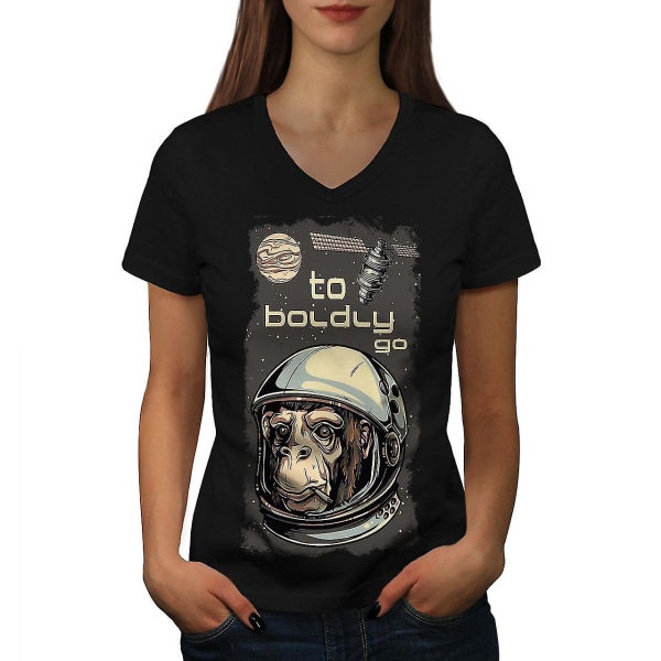 Cosmonaut Monkey Space Women T-shirt XXL