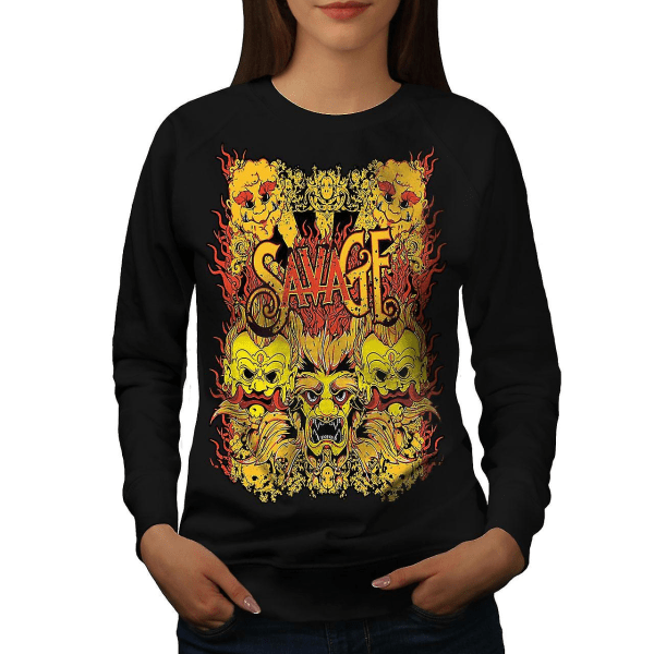 Savage Devil Japan Blacksweatshirt för kvinnor XXL