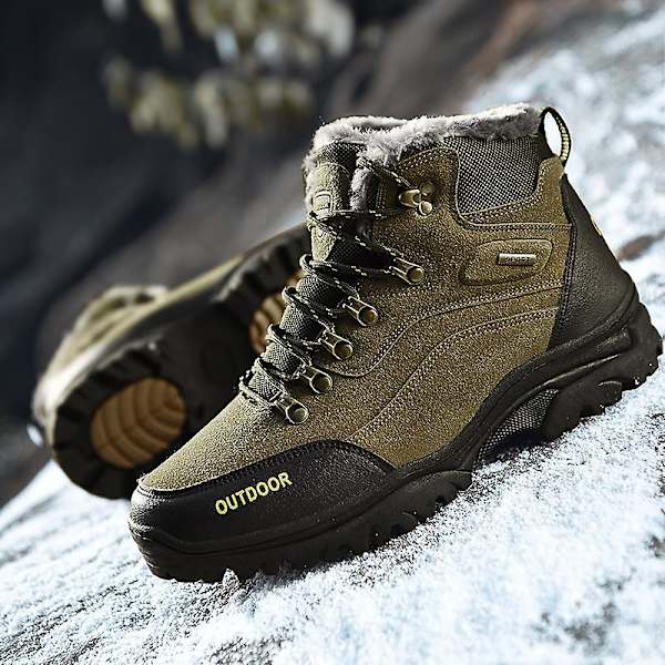 Vandringsskor för män Mid-Top Varm fleece bomullsskor Fr9055 Green 41