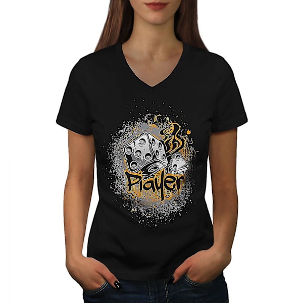 Lucky Number Seven T-shirt med svart halsringning för kvinnor M