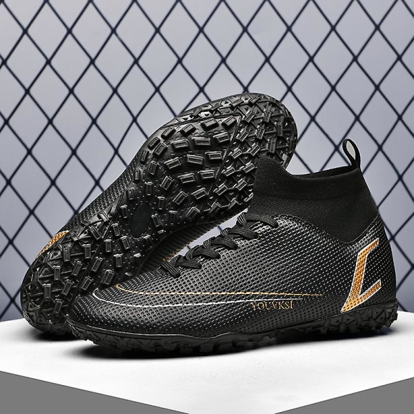 Fotbollsskor för män Fotbollsskor med hög ankel för vuxna Grästräning Sport Skor Sneakers 2Jz80A Black 35