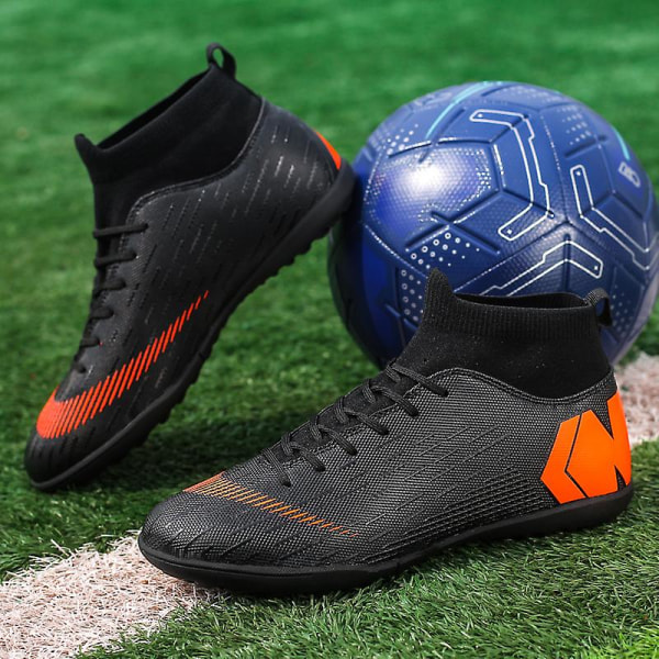 Fotbollsskor för män Halkfria fotbollsskor Klossar Gräs Fotbollssneakers 888A Black 37