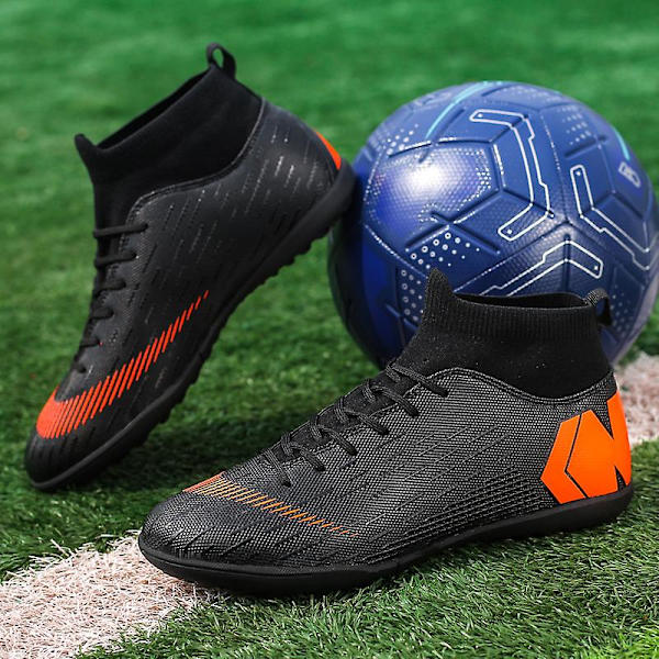 Fotbollsskor för män Halkfria fotbollsskor Klossar Gräs Fotbollssneakers 888A Black 38