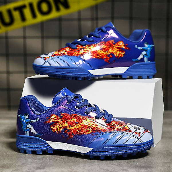 Fotbollsskor för barn Halkfria fotbollsskor Klossar Gräs Fotbollssneakers Yj681 Blue 34