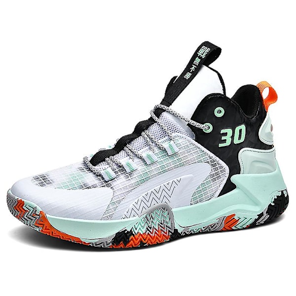 Basketskor för män Mode Halkfria Sneakers Andas Sportskor Yj853 WhiteCyan 41