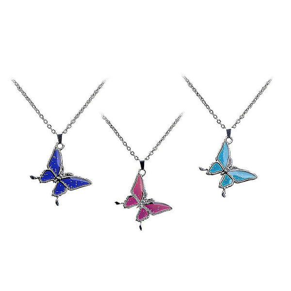 3st Funny Mood Change Color Butterfly Pedant Halsband Girl's Smycken