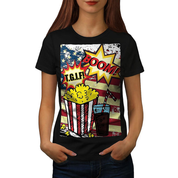 Popcorn Och Cola Kvinnor Blackt-shirt XXL